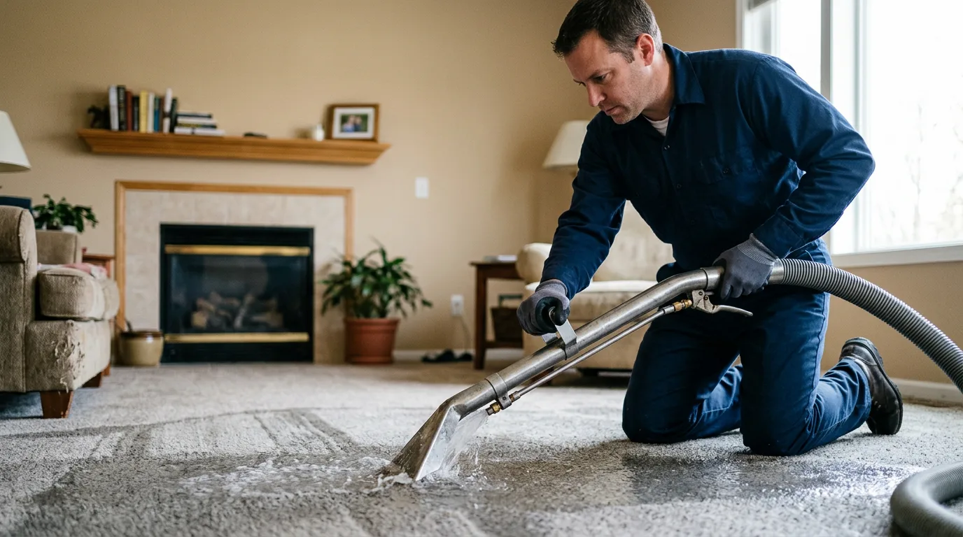 Water damage restoration technician working near Rockville, MN